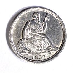 1837 SEATED LIBERTY HALF DIME AU