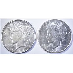 1922-S & 1923-S PEACE DOLLARS   BU