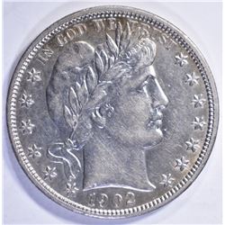 1902 BARBER HALF DOLLAR, AU+