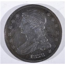 1838 REEDED EDGE AU+ HALF DOLLAR