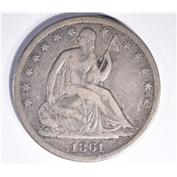 1861-S SEATED HALF DOLLAR, XF