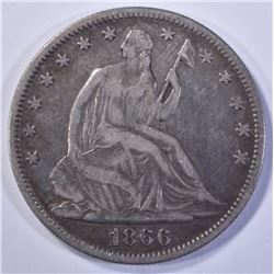 1866 SEATED HALF DOLLAR, XF