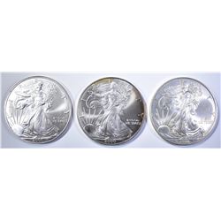 2000, 01 & 08 BU AMERICAN SILVER EAGLES