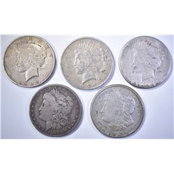 5-LOW GRADE SILVER DOLLARS