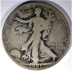 1921 WALKING LIBERTY HALF DOLLAR, VG/FINE SCARCE!