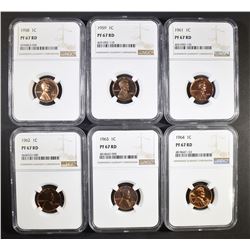 6 LINCOLN CENTS NGC PF-67 RD