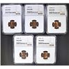 Image 1 : 5 LINCOLN CENTS NGC MS-66 RD