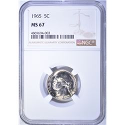 1965 JEFFERSON NICKEL NGC MS-67 RARE