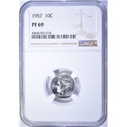 1957 ROOSEVELT DIME NGC PF 69