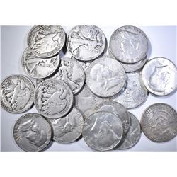 $10.00 MIXED 90% SILVER HALF DOLLARS