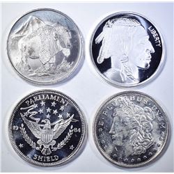 4-DIFFERENT ONE OUNCE .999 SILVER BARS
