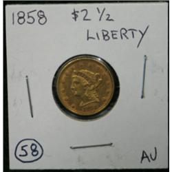 1858 $2 ½ LIBERTY GOLD COIN