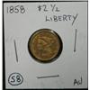 Image 1 : 1858 $2 ½ LIBERTY GOLD COIN