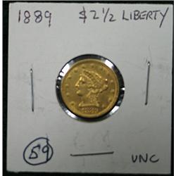1889 $2 ½ LIBERTY GOLD COIN