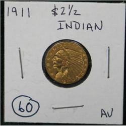 1911 $2 ½ INDIAN GOLD COIN