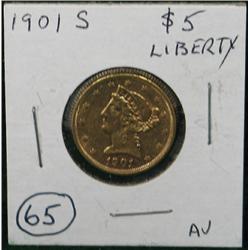 1901-S $5 LIBERTY GOLD COIN