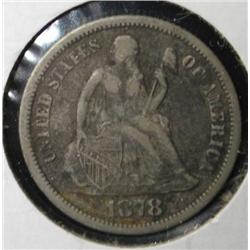 1878 CC SEATED LIBERTY DIME