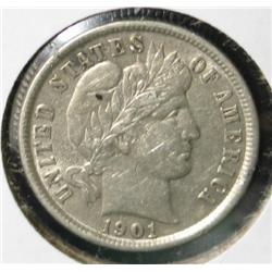 1901 BARBER DIME