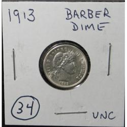 1913 BARBER DIME