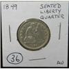 Image 1 : 1849 SEATED LIBERTY QUARTER
