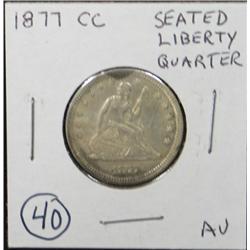 1877 CC SEATED LIBERTY QUARTER
