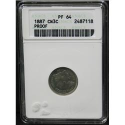 1887 THREE CENT NICKEL PROOF