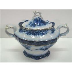FLOW BLUE SUGAR DISH