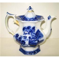 FLOW BLUE TEAPOT