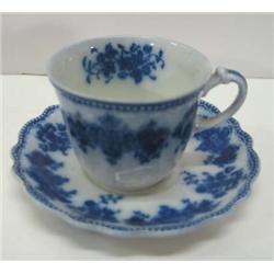 FLOW BLUE CUP & SAUCER