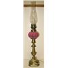 Image 1 : PEG LAMP WITH CRANBERRY GLASS BOWL