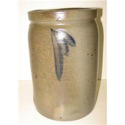BLUE DECORATED STONEWARE CROCK