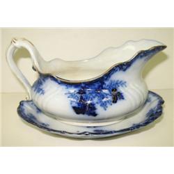 FLOW BLUE SAUCE PITCHER & PLATE
