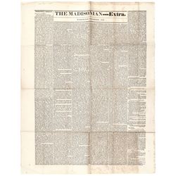 1842 Tyler State of the Union Broadside, by THE MADISONIAN Extra Washington