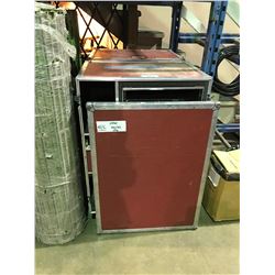 48 H X 31-1/2 W X 22 D RED AND SILVER STAGE SIDE CASE