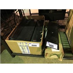 BOX OF ASSORTED RACK MOUNT SECURITY GATES & YORKVILLE RACK MOUNT DRIVER