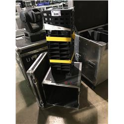 PAIR OF BLACK CAR RAMPS & 22-1/2D"X  20-1/2" W X 19" MULTI-CAISSES ROAD CASE