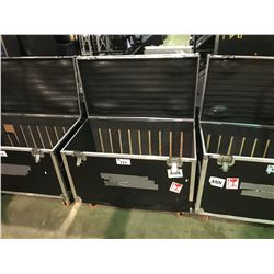 21 D X 38W  X 28-1/H2  BLACK MOBILE ROAD CASE (SOME DAMAGE)