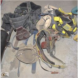 LOT OF 2 HARNESSES WITH TOOL POUCHES & TOOL BELT
