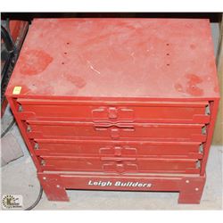 RED METAL 4 DRAWER GRAY TOOLS PARTS ORGANIZER ON