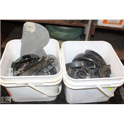 THREE PAILS OF ASSORTED ANGLE GRINDED GUARD &