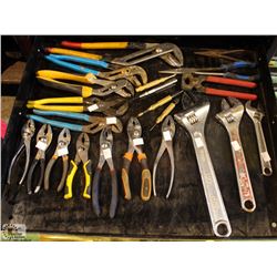 LOT OF ASSORTED CRESCENT AND PLIERS