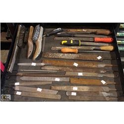 APPROX. 25 FILES & 3 WIRE BRUSHES