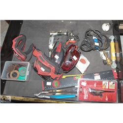 DRAWER CONTENTS, PNEUMATIC GRINDER,LEVELS,SAFETY