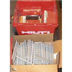 HILTI TOTE OF ASSORTED NAILS, LOAD STRIPS SOLD W/