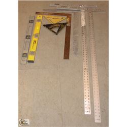 LOT OF ASSORTED SQUARES & LEVELS