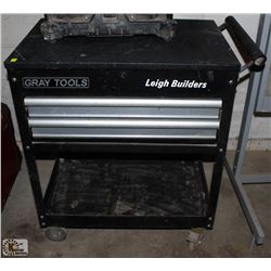 GRAY TOOL 2 DRAWER FLIP TOP TOOL CART
