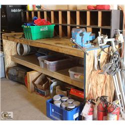 LARGE WOODEN WORK BENCH W/ BUILT IN STORAGE