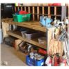 Image 1 : LARGE WOODEN WORK BENCH W/ BUILT IN STORAGE