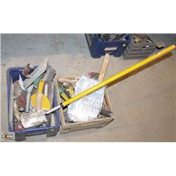 2 CRATES OF ASSORTED CONCRETE LEVELING TOOLS