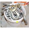 Image 1 : ROUND PAIL OF ASSORTED BOW CLEVIS & HOOKS